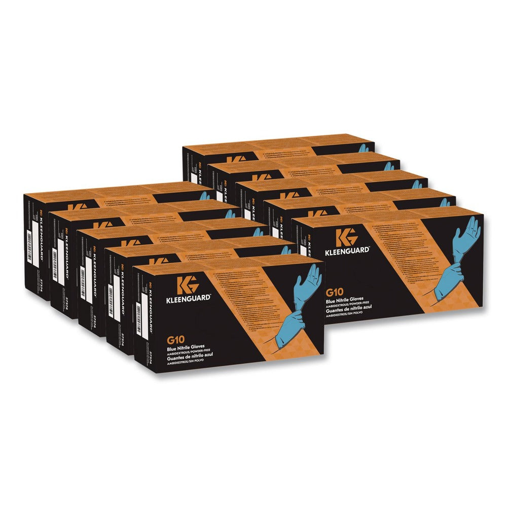 KleenGuard 9.5 in. Long 6 mil Thick Powder-Free G10 Nitrile Gloves - Large Blue (10-Boxes/Carton)
