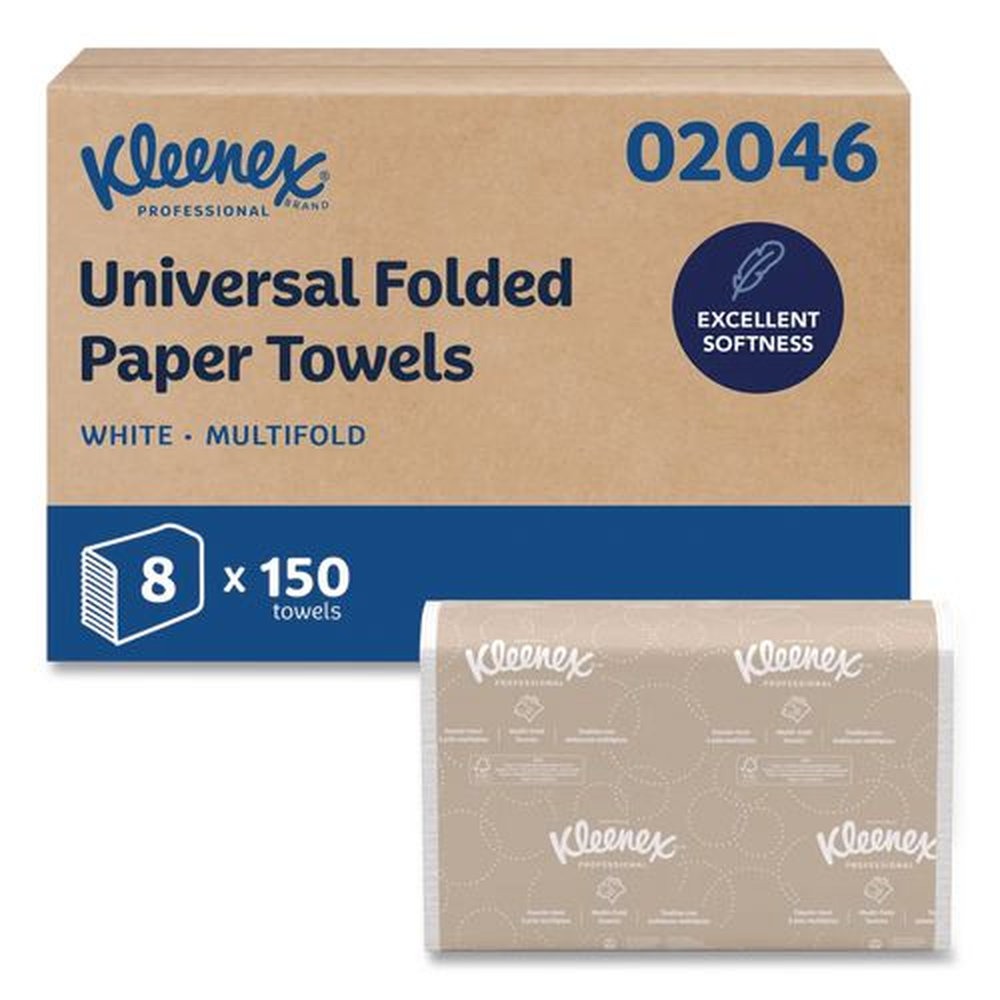 Kleenex Convenience 9.2 in. x 9.4 in. Multi-Fold Paper Towels - White (150/Pack, 8 Packs/Carton)