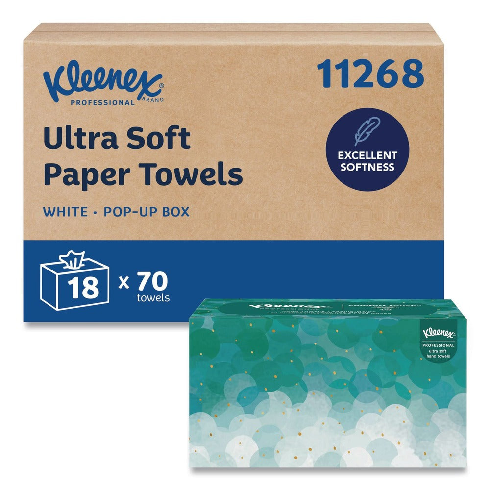 Kleenex 1-Ply 9 in. x 10 in. POP-UP Box Ultra Soft Hand Towels - White (70/Box)