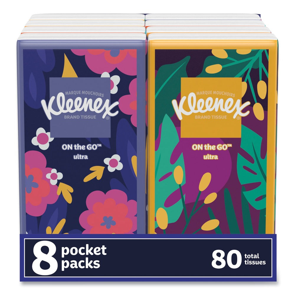 Kleenex On The Go Packs 3-Ply Facial Tissues - White (8/Pack)