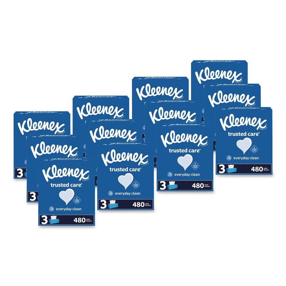 Kleenex Trusted Care 2-Ply Facial Tissue - White (12/Carton)