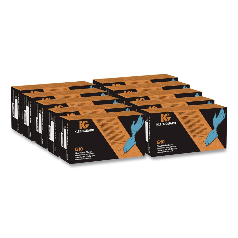 KleenGuard 9.5 in. Long 6 mil Thick Powder-Free G10 Nitrile Gloves - Medium Blue (10-Boxes/Carton)