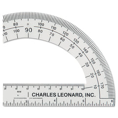 Charles Leonard 6 in. Ruler Edge Plastic Open Center Protractor - Clear