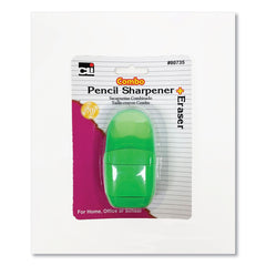 Charles Leonard 1 in. x 0.75 in. One-Hole Pencil Sharpener/Eraser Combo - Randomly Assorted Colors