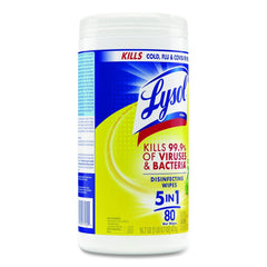 LYSOL Brand 7 in. x 7.25 in. 1-Ply Disinfecting Wipes - Lemon and Lime Blossom, White (80 Wipes/Canister)