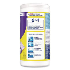LYSOL Brand 7 in. x 7.5 in. 1-Ply Dual Action Disinfecting Wipes - Citrus, White/Purple (6 Canisters/Carton)