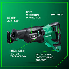 Metabo HPT 36V Brushless 1-1/4 in. Cordless Reciprocating Saw with Orbital Action (Tool Only)