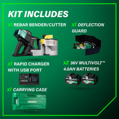 Metabo HPT VB3616DAM 36V MultiVolt Portable Cordless Rebar Bender/Cutter Kit (4 Ah)