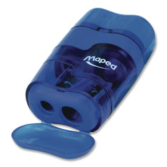 Maped Helix DUO 2-Hole Canister Pencil Sharpener/Eraser Combo, 3.74 x 1.08 x 4.92, Randomly Assorted Colors