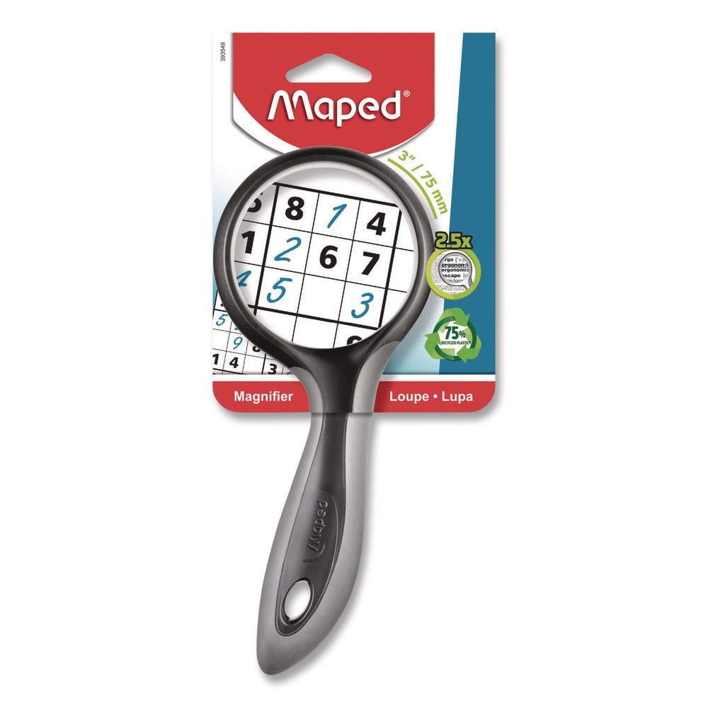 Maped Helix 3 in. Diameter Plastic Lens 2.5X Soft Touch Large Magnifying Glass - Random Assorted Color