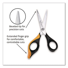Maped Helix 5.75 in. Long Ultimate Precision Soft Grip Multipurpose Scissors - Straight Black/Orange Handle