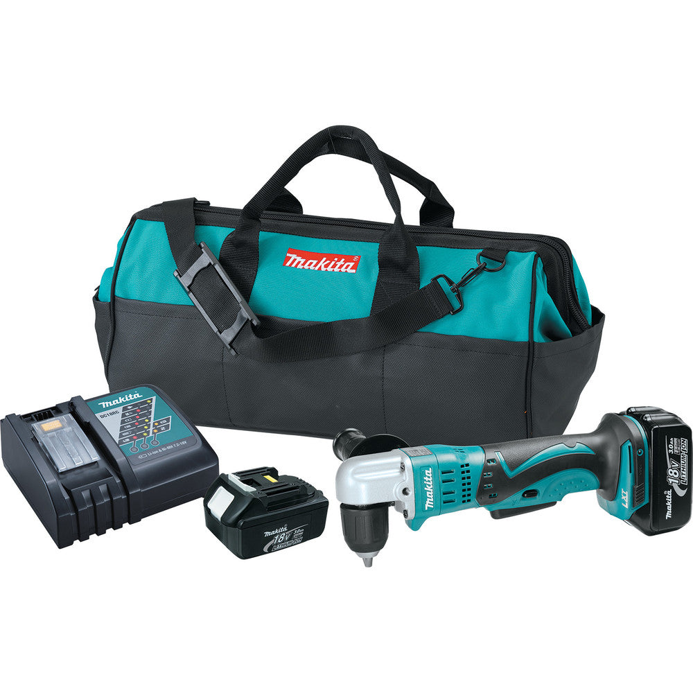 Factory Reconditioned Makita 18V LXT Variable Speed Lithium-Ion 3/8 in. Cordless Right Angle Drill Kit with 2 Batteries (3 Ah)