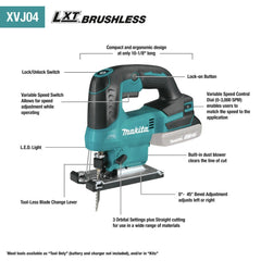 Factory Reconditioned Makita 18V LXT Brushless Lithium-Ion Cordless Jig Saw (Tool Only)
