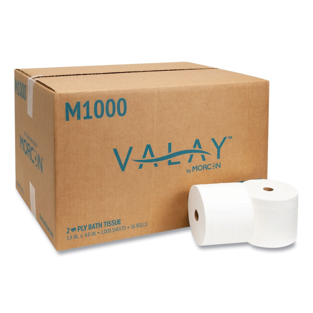 Morcon Paper SMALL CORE BATH TISSUE, SEPTIC SAFE, 2-PLY, WHITE, 1000 SHEETS/ROLL, 36 ROLL/CARTON