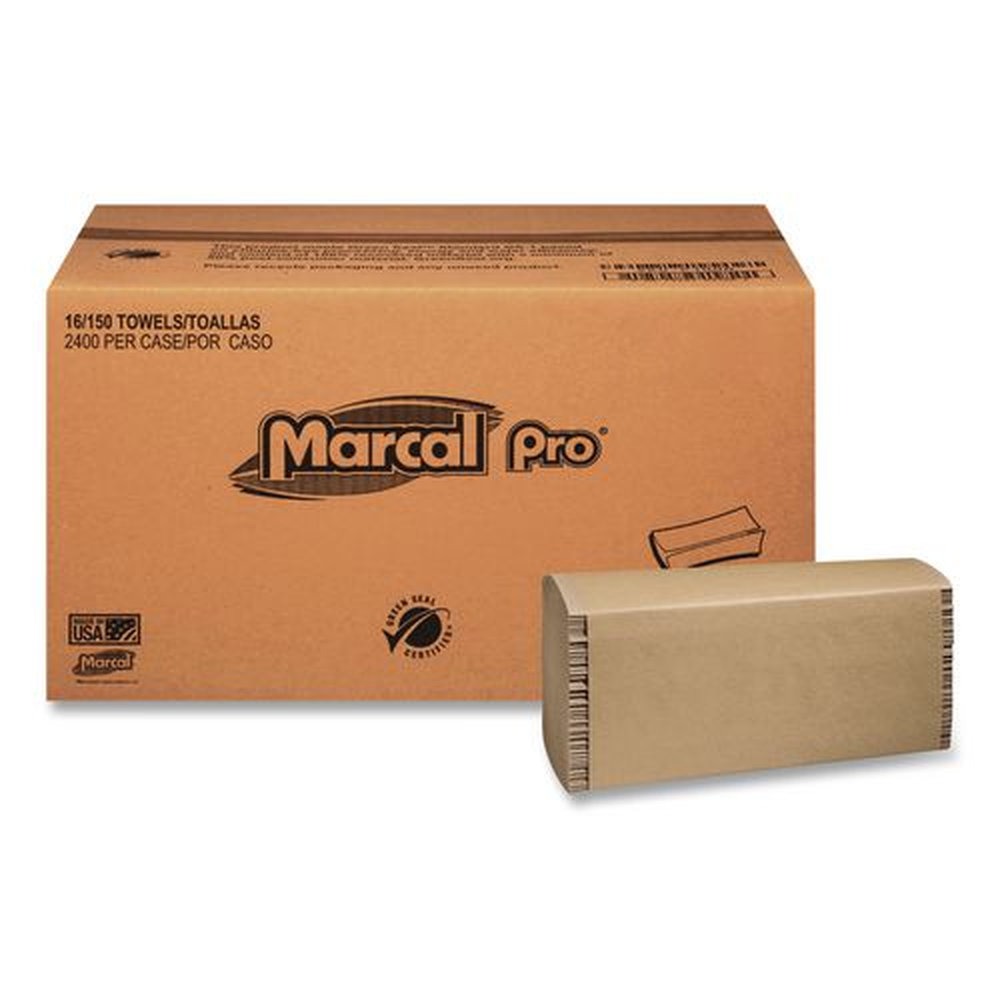 Marcal PRO P200N 9 1/4 in. x 9 1/2 in. 100% Recycled Multi-Fold Paper Towels - Natural (4000/Carton)