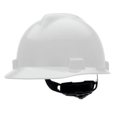 MSA V-Gard Cap Style Slotted Cap Hard Hat with Fas-Trac III Suspension - White