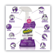 OdoBan 32 oz. Spray Bottle RTU Odor Eliminator and Disinfectant - Lavender (12/Carton)