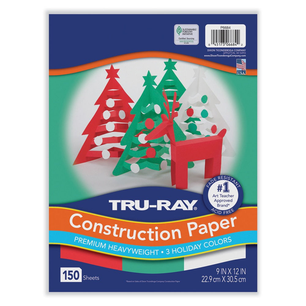 Pacon Tru-Ray 9 x 12 70 lb. Text Weight Construction Paper - Assorted Holiday Colors (150/Pack)