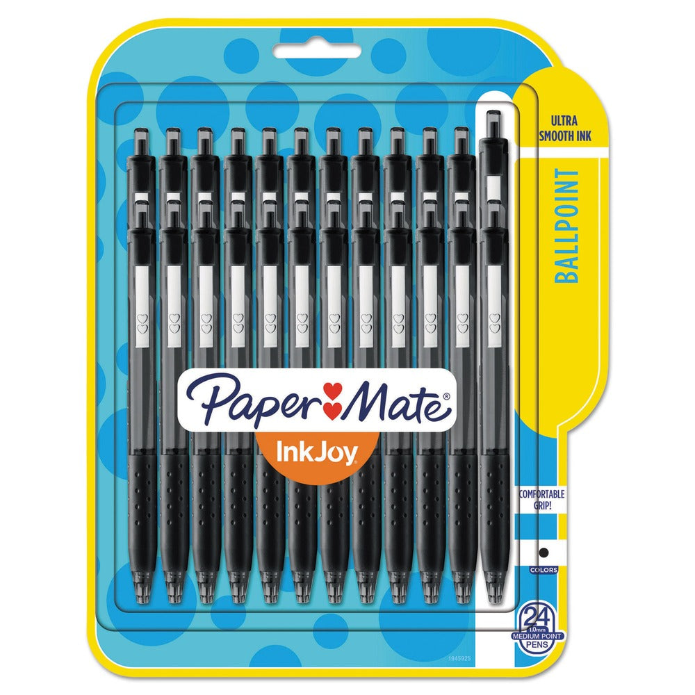 Paper Mate InkJoy 300 RT Medium 1 millimeter Retractable Ballpoint Pen - Black Ink/Barrel (24/Pack)