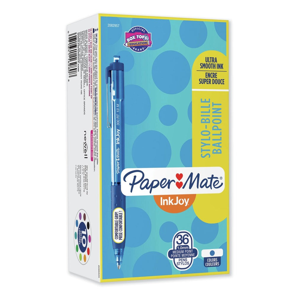Paper Mate InkJoy 300 RT 1 mm Retractable Ballpoint Pen - Blue Ink/Blue Barrel/Medium (36/Pack)