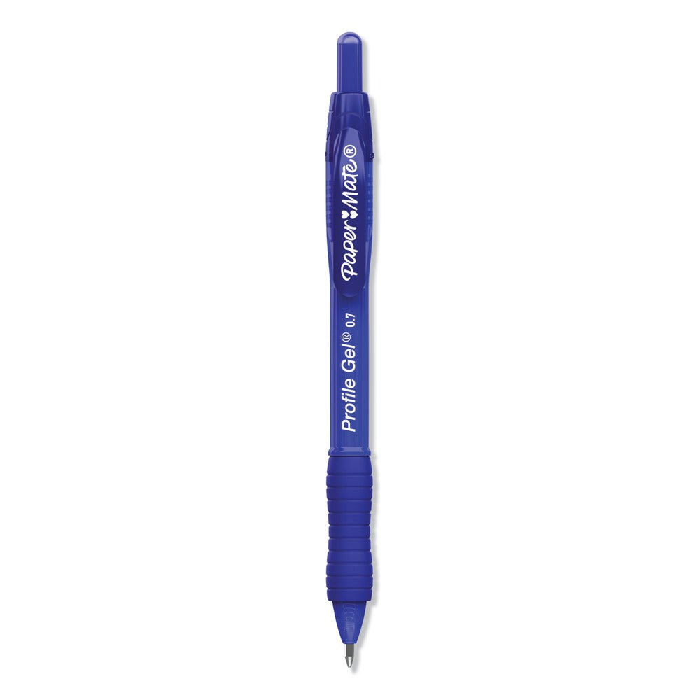 Paper Mate Profile 0.7 mm Retractable Gel Pen - Blue Ink/Translucent Blue Barrel/Medium (1-Dozen)