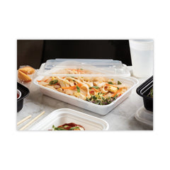 Pactiv Corp. NC838 Newspring VERSAtainer 5 x 7.25 x 2.63 24 oz Plastic Microwavable Containers - White/Clear (150/Carton)