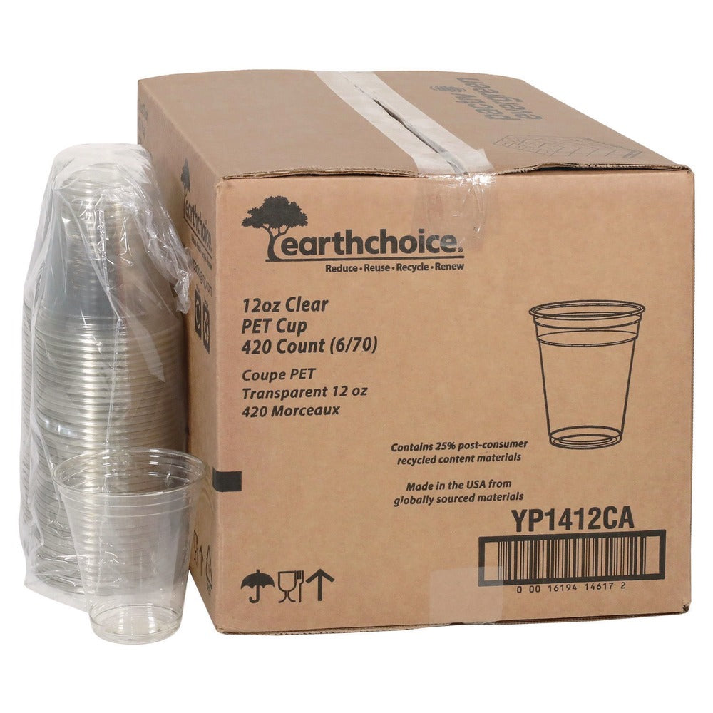 Pactiv Corp. YP1412CA 12 oz. Plastic RPET Cold Cup - Clear (420/Carton)