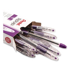 Pentel 1 mm Medium R.S.V.P. Stick Ballpoint Pen - Violet Ink, Clear/Violet Barrel (1-Dozen)