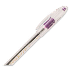 Pentel 1 mm Medium R.S.V.P. Stick Ballpoint Pen - Violet Ink, Clear/Violet Barrel (1-Dozen)