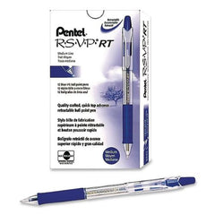 Pentel R.S.V.P. Super RT 0.7 mm Medium Retractable Ballpoint Pen - Blue Ink, Translucent Blue/Blue Barrel (1-Dozen)