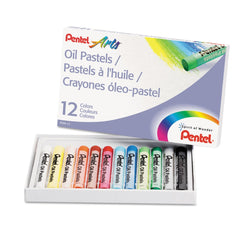 Pentel 0.38 in. Diameter x 2.38 in. Oil Pastel Set With Carrying Case - 12 Assorted Colors (1-Set)