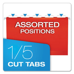 Pendaflex 1/5-Cut Tabs Colored Reinforced Hanging Legal Folders - Red (25/Box)