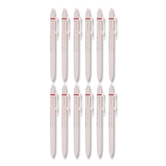 Pilot Frixion Waai Erasable Gel Pen, Retractable, Extra Fine 0.5 mm, Cherry Ink, Beige/Cherry Barrel, Dozen