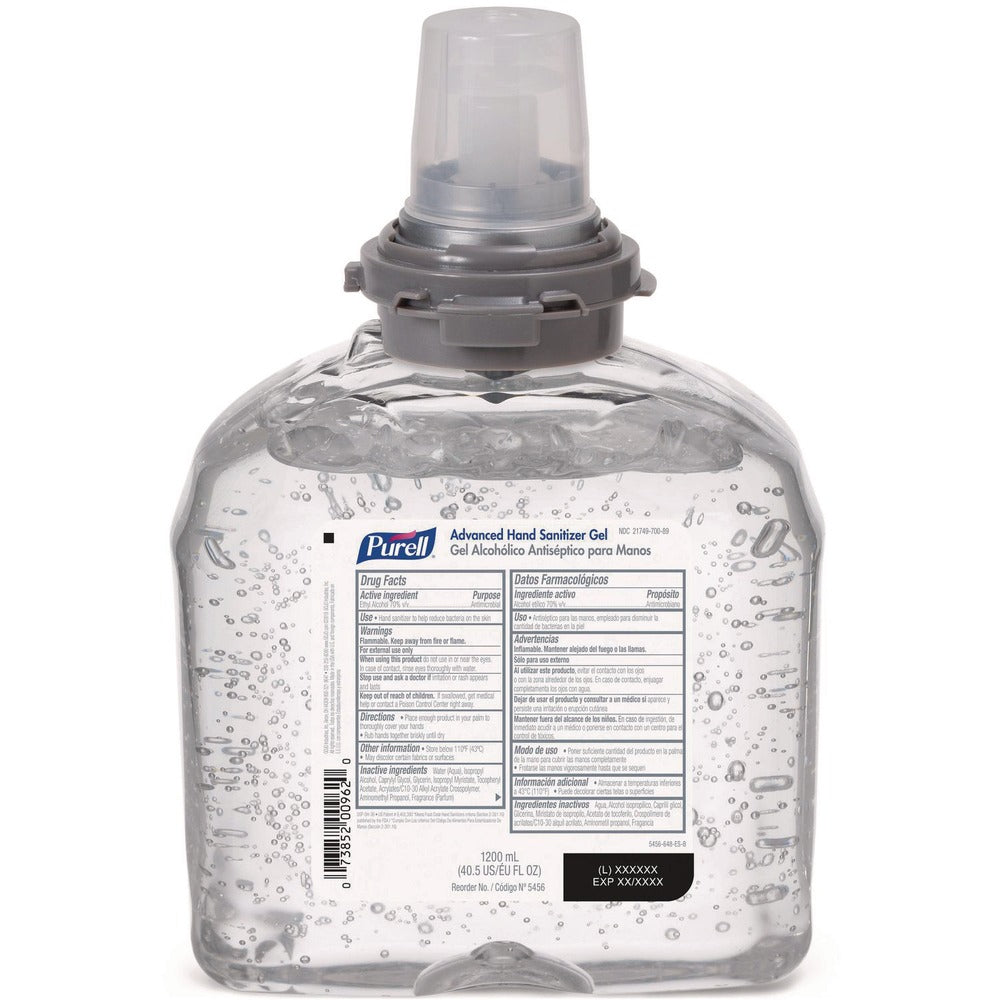 PURELL 5456-04 1,200 mL Gel Advanced Hand Sanitizer TFX Refill - Unscented (4/Carton)