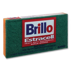 Brillo 21006 3.5 in. x 6.12 in. Commercial Heavy-Duty Scrub Sponge - Orange/Green (12/Carton)