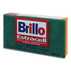 Brillo 21006 3.5 in. x 6.12 in. Commercial Heavy-Duty Scrub Sponge - Orange/Green (12/Carton)