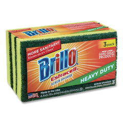 Brillo 21031 Estracell 4.5 in. x 2.75 in. Heavy-Duty Scrub Sponge - Yellow/Green (8/Carton)
