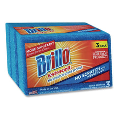 Brillo 21034 Estracell 4.5 in. x 2.75 in. No-Scratch Kitchen Sponges - Blue (8/Carton)