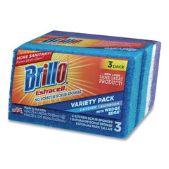 Brillo Estracell 4.5 in. x 2.75 in. Scrub Sponge Variety Pack - Blue/Purple/White (8/Carton)