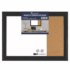 Quartet 23 x 17 Home Decor Magnetic Combo Dry Erase Board with Cork Board on Side - Tan/White Surface/Black Wood Frame