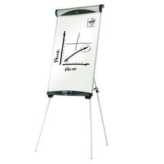 Quartet 27 in. x 39 in. Euro Magnetic Presentation Easel - White Surface, Satin Aluminum Frame