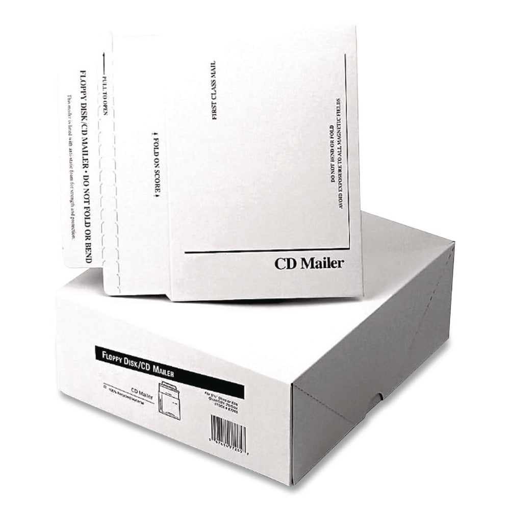 Quality Park 8.5 in. x 6 in. Square Flap Redi-Strip Closure Disk/CD Foam-Lined Mailers - White (25/Box)
