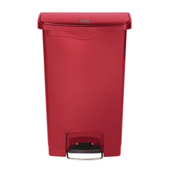 Rubbermaid Commercial Streamline 8-Gallon Front Step Style Resin Step-On Container - Red
