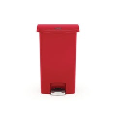 Rubbermaid Commercial Streamline 13-Gallon Front Step Style Resin Step-On Container - Red
