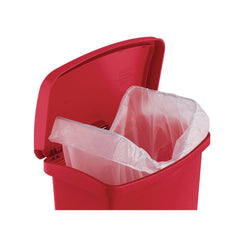 Rubbermaid Commercial Streamline 13-Gallon Front Step Style Resin Step-On Container - Red