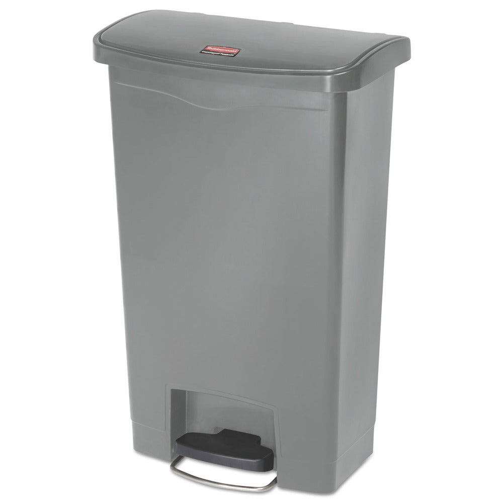 Rubbermaid Commercial Streamline 13-Gallon Front Step Style Resin Step-On Container - Gray