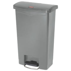 Rubbermaid Commercial Streamline 13-Gallon Front Step Style Resin Step-On Container - Gray