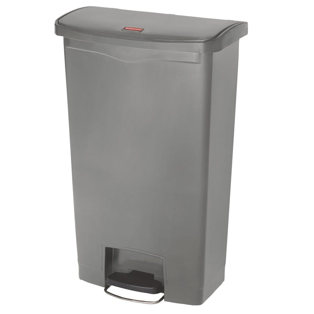 Rubbermaid Commercial Streamline 18-Gallon Front Step Style Resin Step-On Container - Gray
