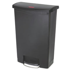 Rubbermaid Commercial Streamline 24-Gallon Front Step Style Resin Step-On Container- Black
