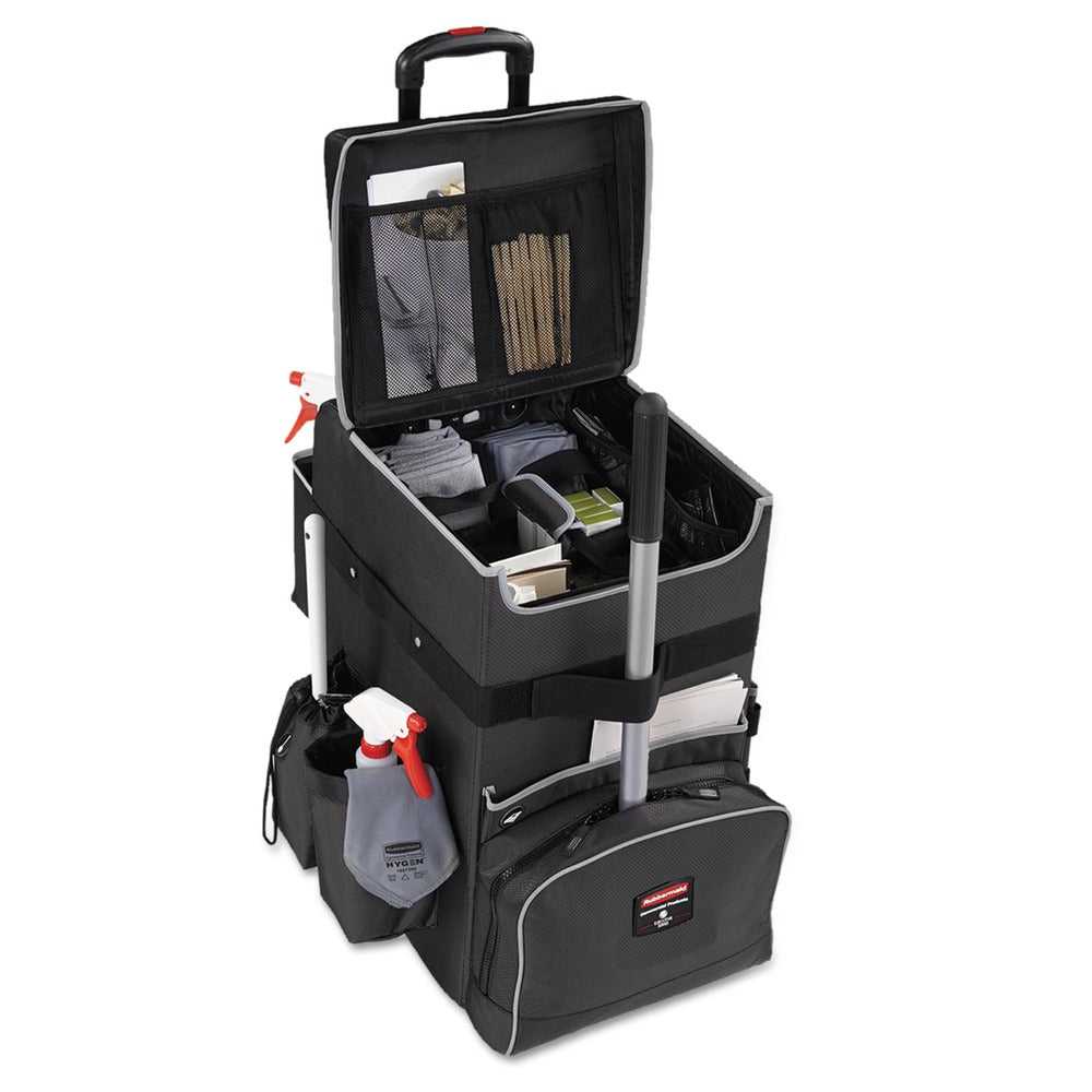 Rubbermaid Commercial Executive 14.25 in. x 16.5 in. x 25 in. 16-Compartment Quick Cart - Dark Gray